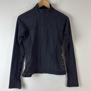 Lululemon Shape Up Jacket in Black Tonal Stripe Luon with Mesh Size 6